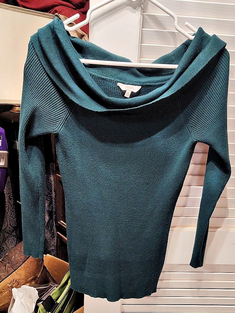 Chico's Women's Cowl Neck Sweater in Green Like New